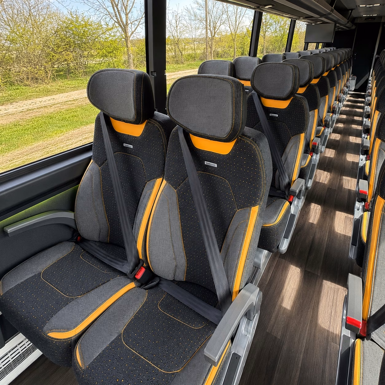 56 passenger charter bus interior